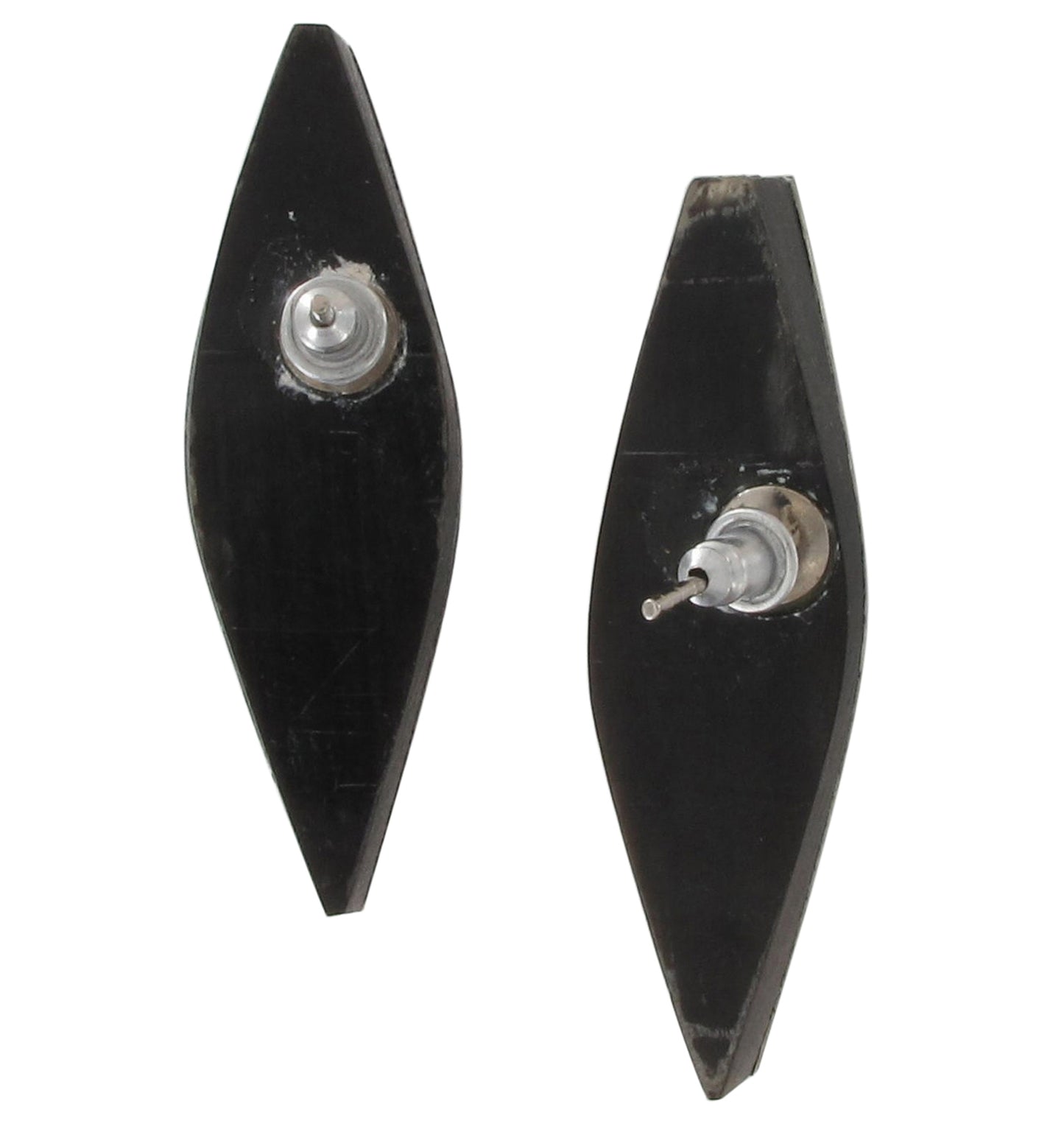 Abstract Leaf Silver Tone Drop Dangle Pierced Earrings Vintage 1980s