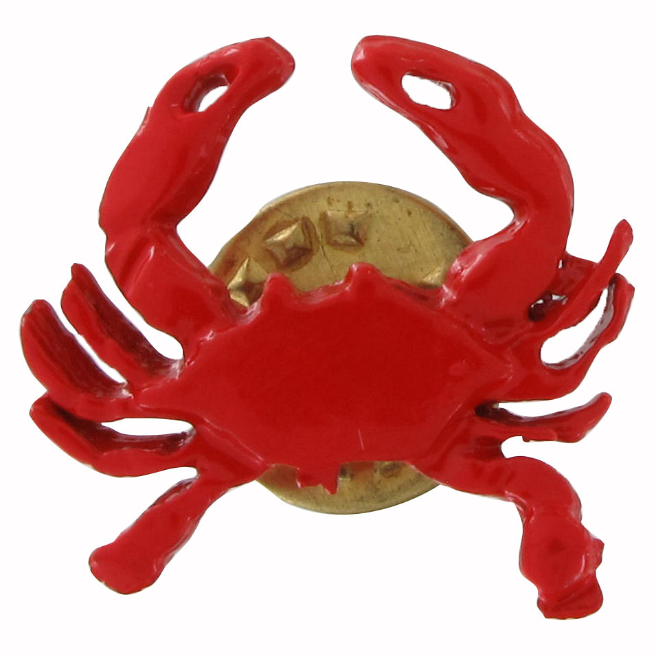 Red Crab Sea Life Summer Brooch Pin and Pierced Earrings Jewelry Set