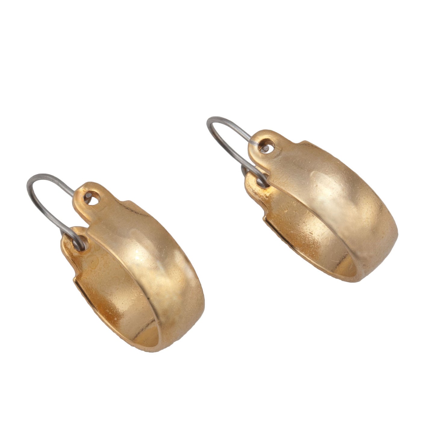 Classic Gold Tone Plain Small Huggie Hoop Earrings Pierced Lightweight 7/16"