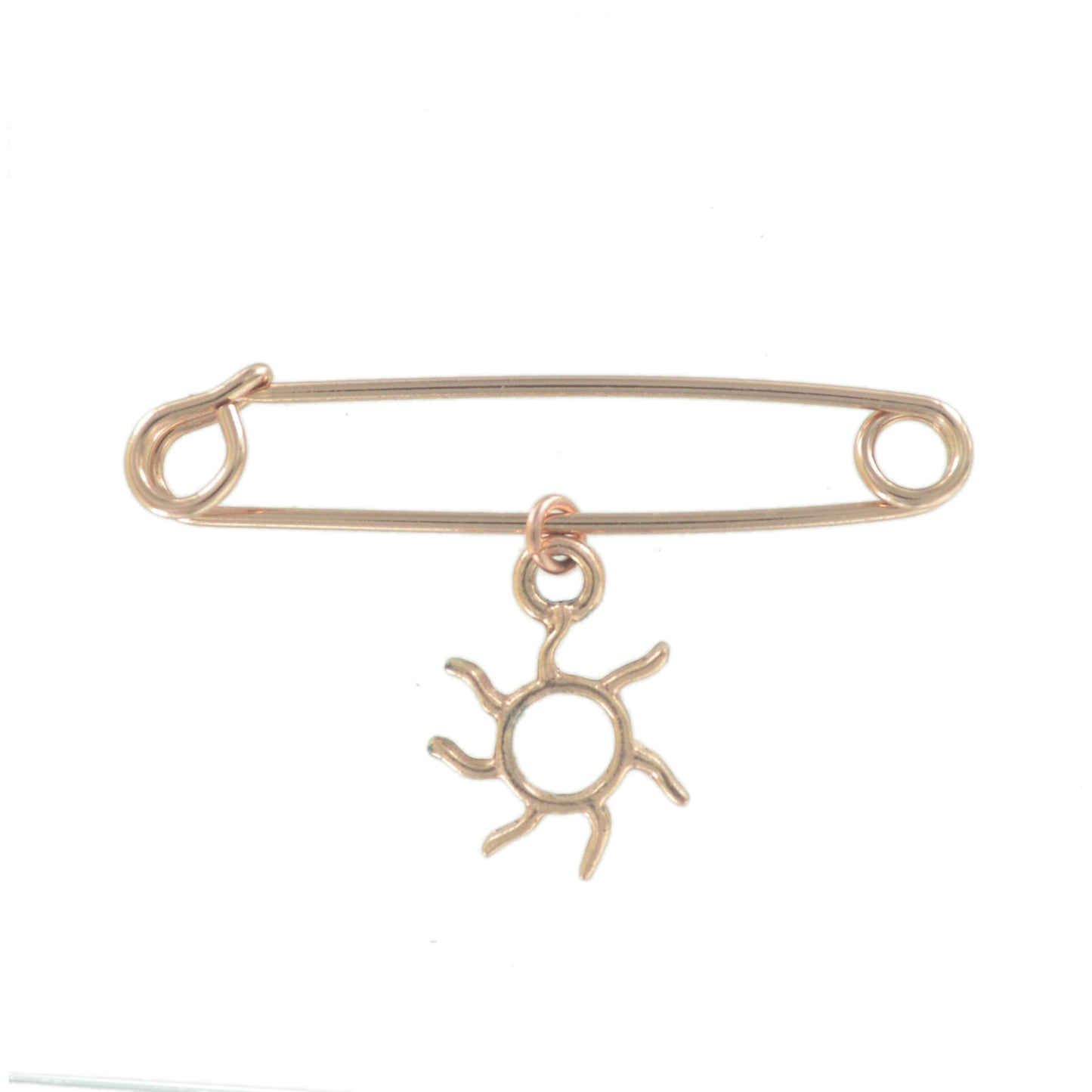 USA Safety Pin Brooch Sunshine Sun Charm Rose Gold Tone Fashion Jewelry 2"