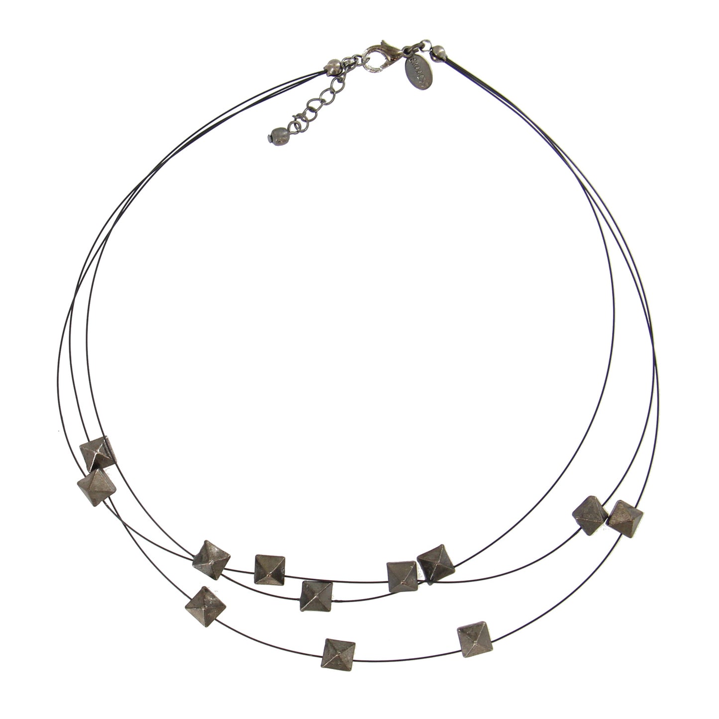Floating Stud Multistrand Gunmetal Collar Necklace by Express