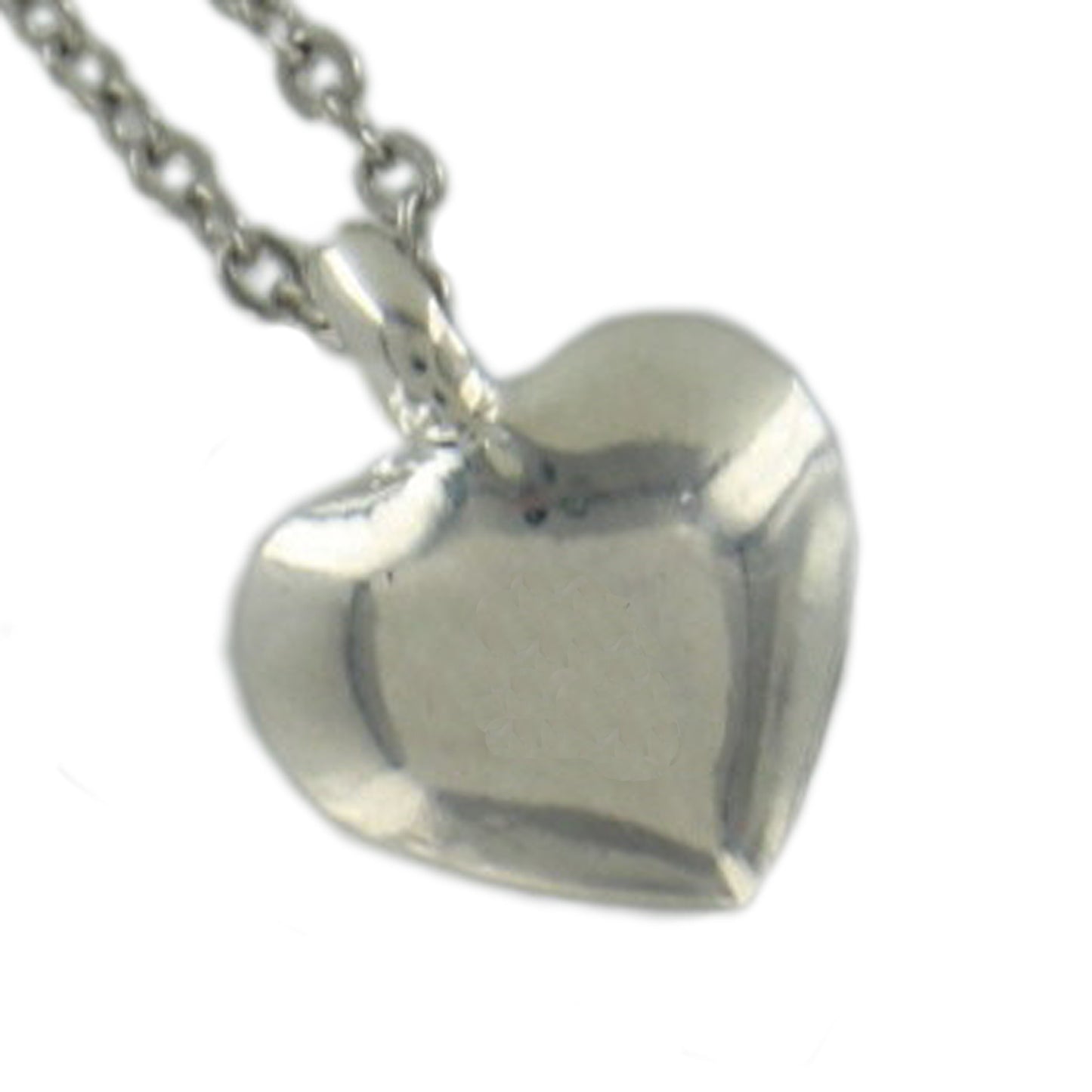 Blue Crystal Heart Silver Tone Heart Charm Pendant Necklace 18"