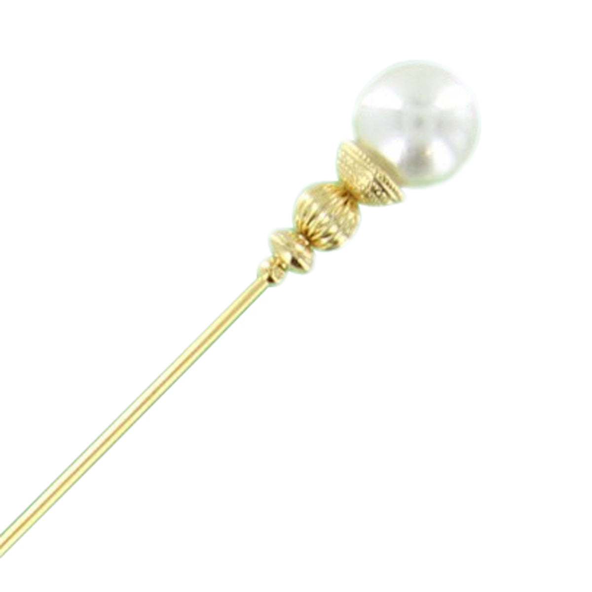 1980s Hat Pin Stick Suit Brooch Corsage Pin Faux Pearl Gold Tone Wedding 4 3/8"