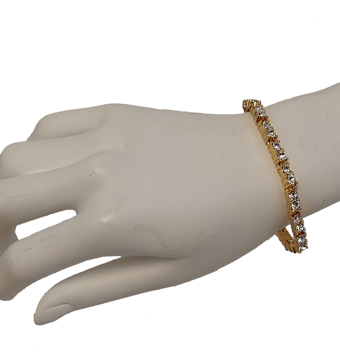 Napier Rhinestone Crystal Gold Tone Bracelet 7.25"