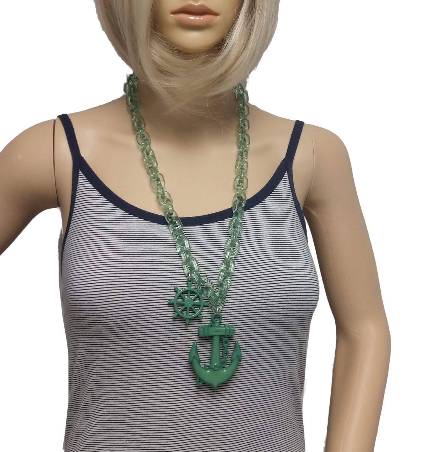 Necklace Pendant New Chunky Green Chain Link Anchor Nautical