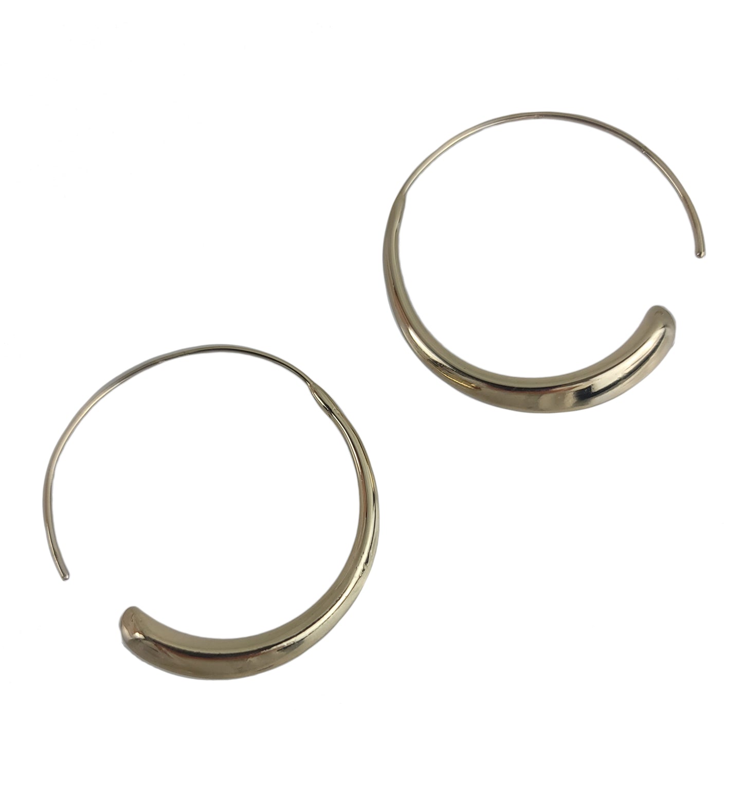 Express Threader Hoop Gold Tone Pierced Earrings  1 1/4" NWT