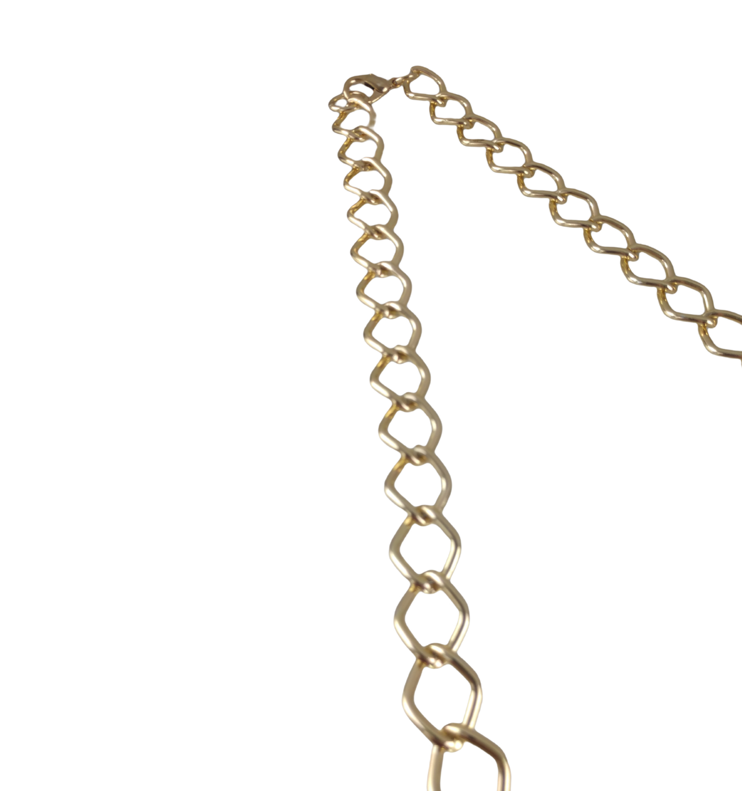 Thick Big Lightweight Punk Chunky Curb Chain Necklace For Women 24" Gold Tone