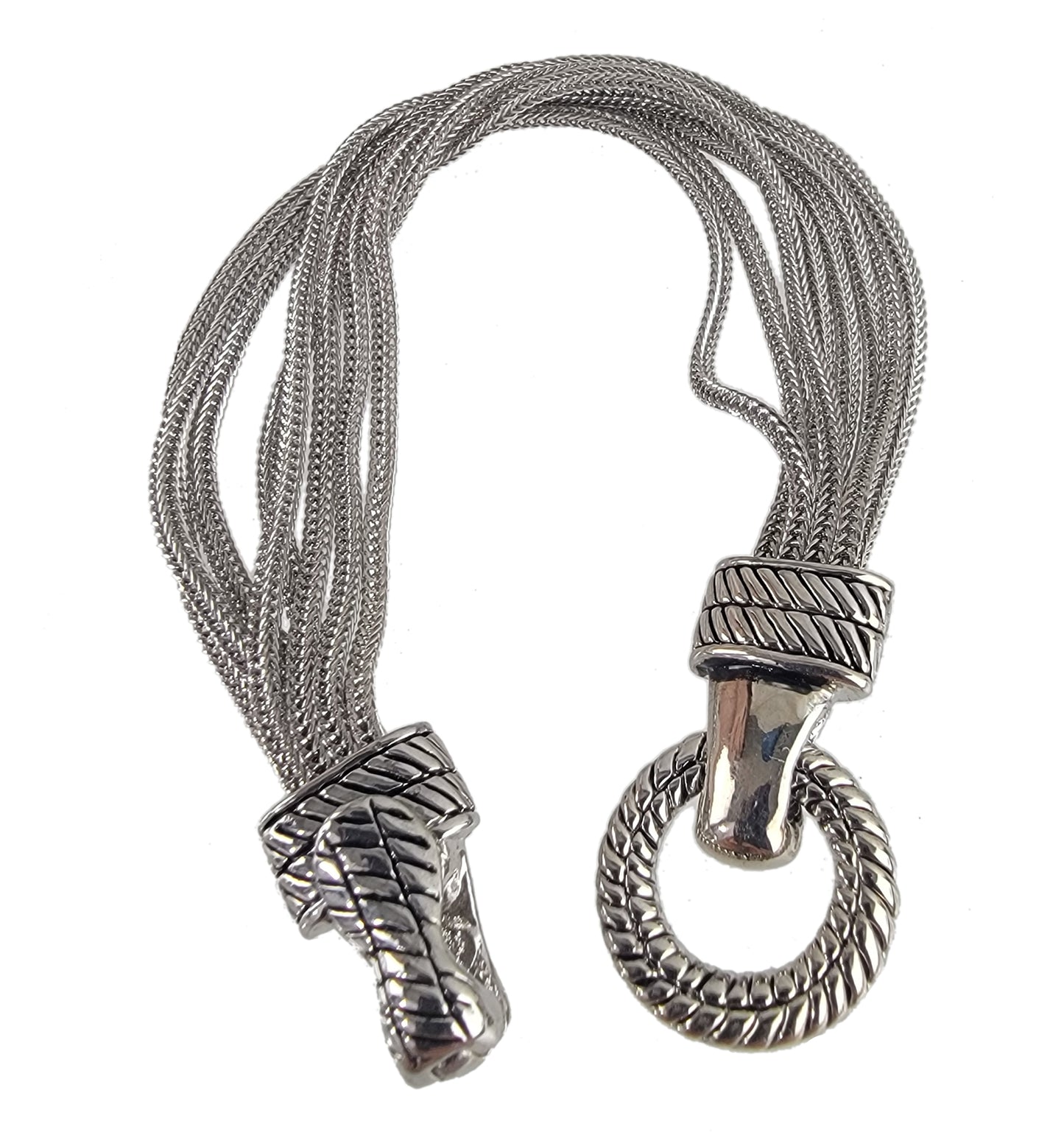 Premier Designs Multistrand Wheat Chain Silver Tone Bracelet Magnetic Clasp 7.5"