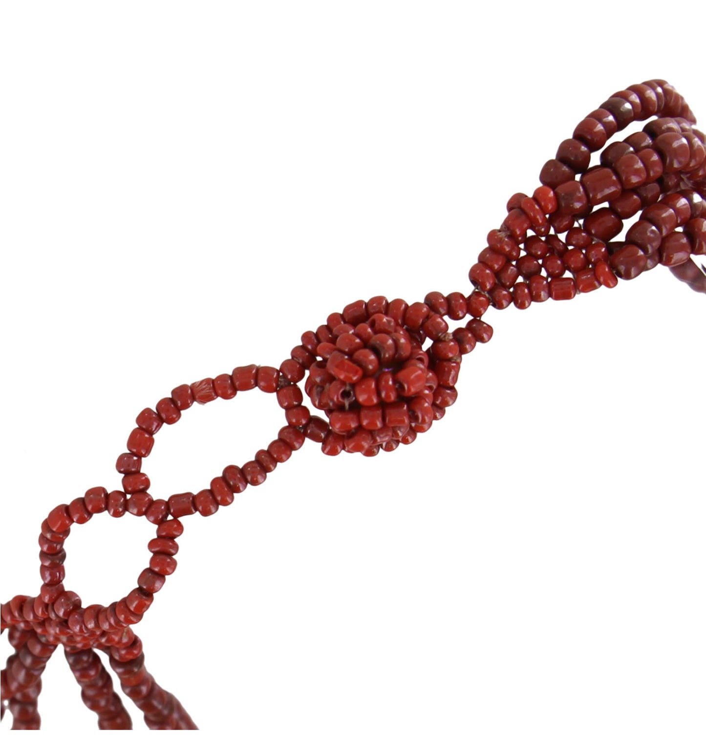 Dark Red Glass Beaded Multistrand Layered Bib Collar Necklace 17-19"