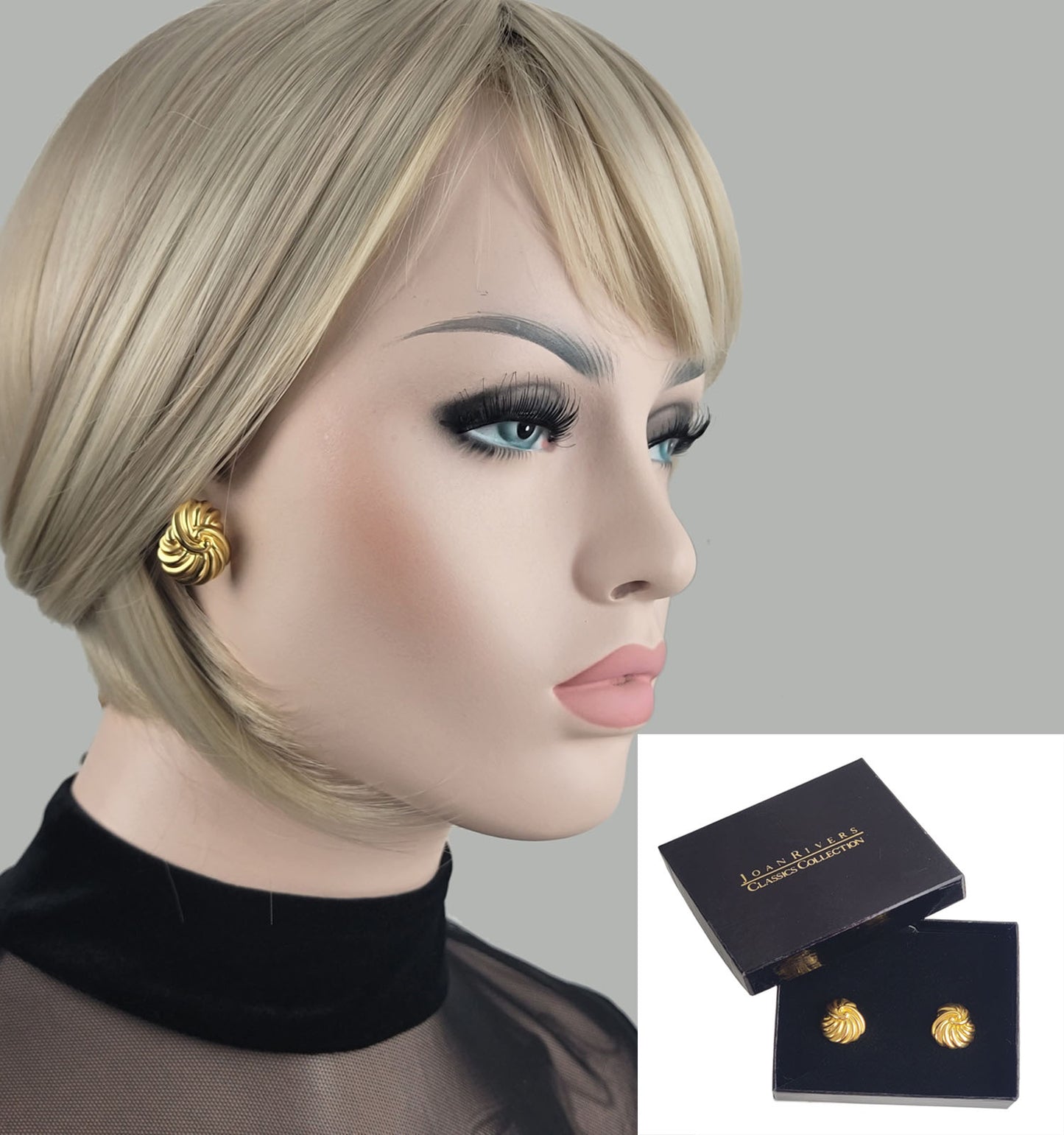 Joan Rivers Dual Finish Knot Gold Tone Button Pierced Earrings NWT NIB