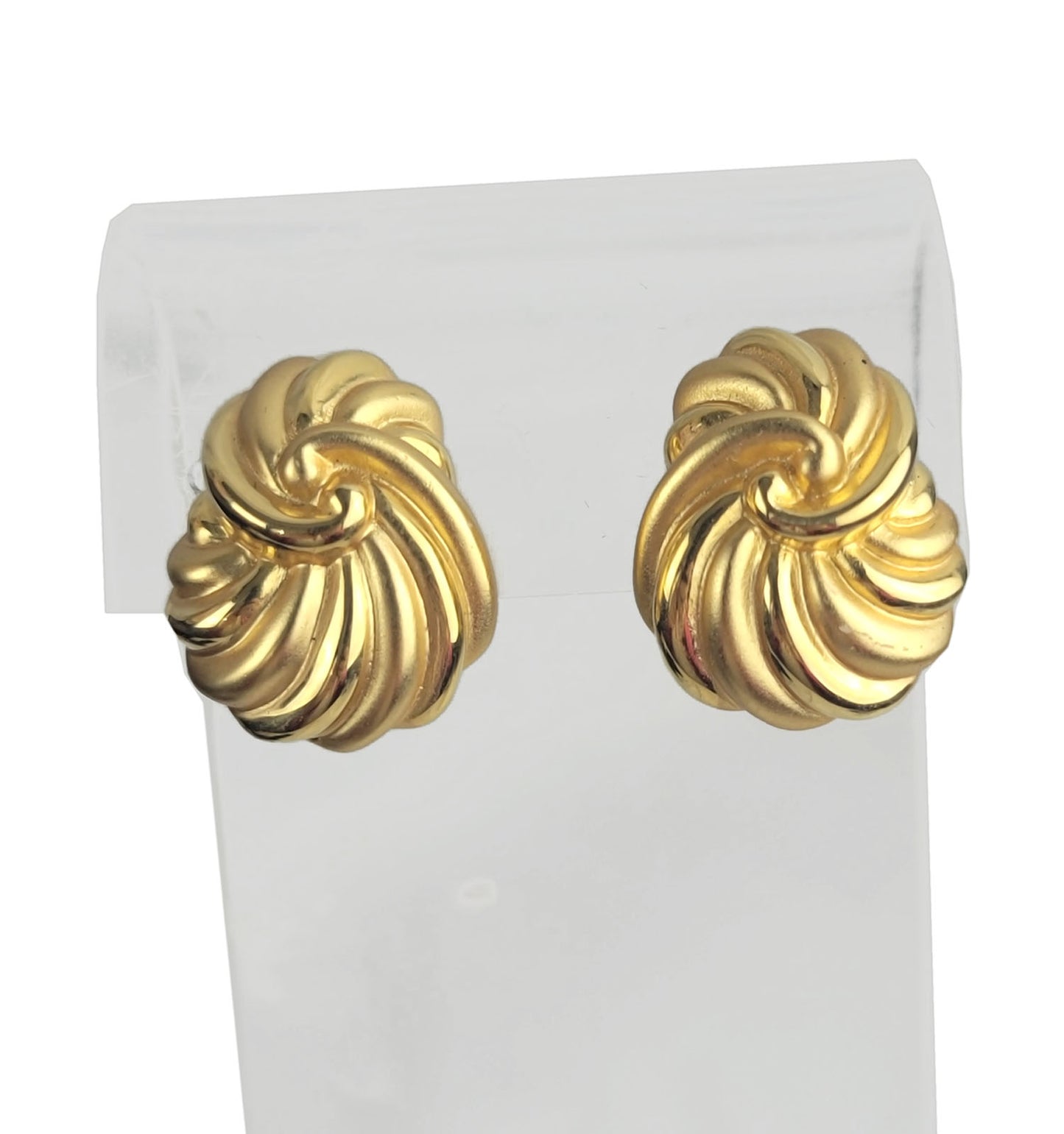 Joan Rivers Dual Finish Knot Gold Tone Button Clip On Earrings NWT NIB