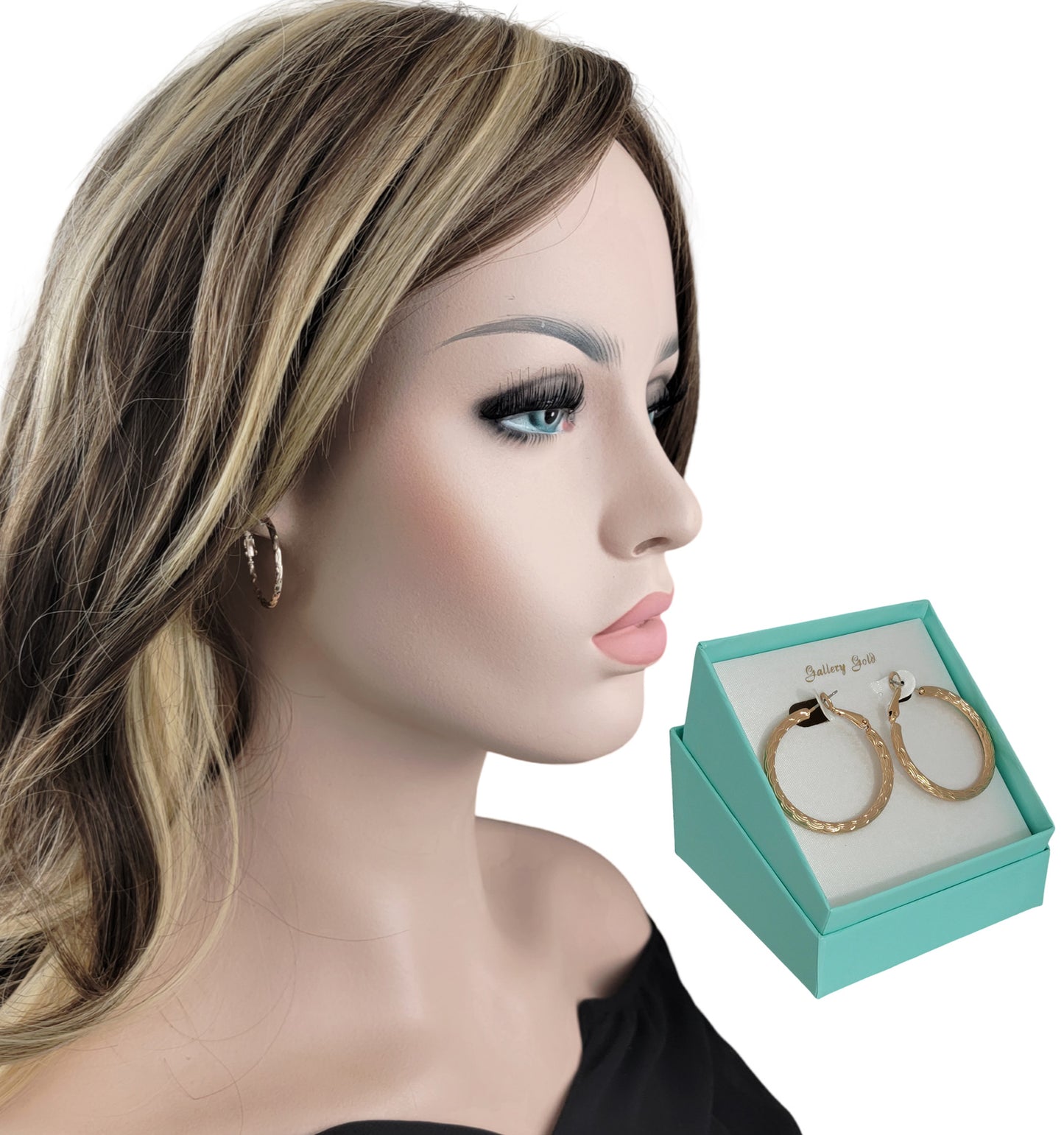Ladies Textured Twist Design Hoop Pierced Earrings Silver Tone - Gift Boxed