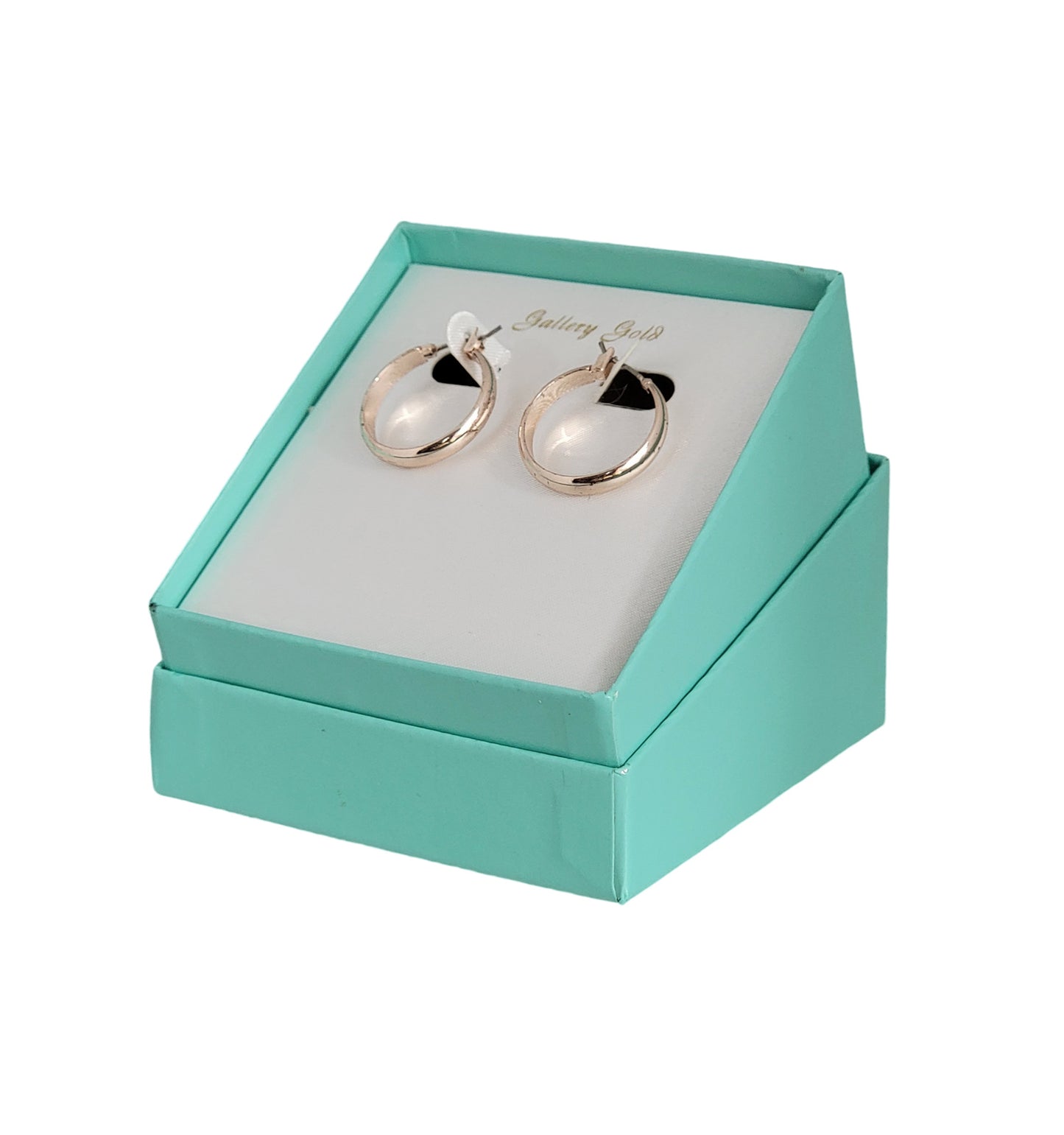 Ladies Rose Gold Tone Classic Hoop Pierced Earrings 7/8" Gift Boxed