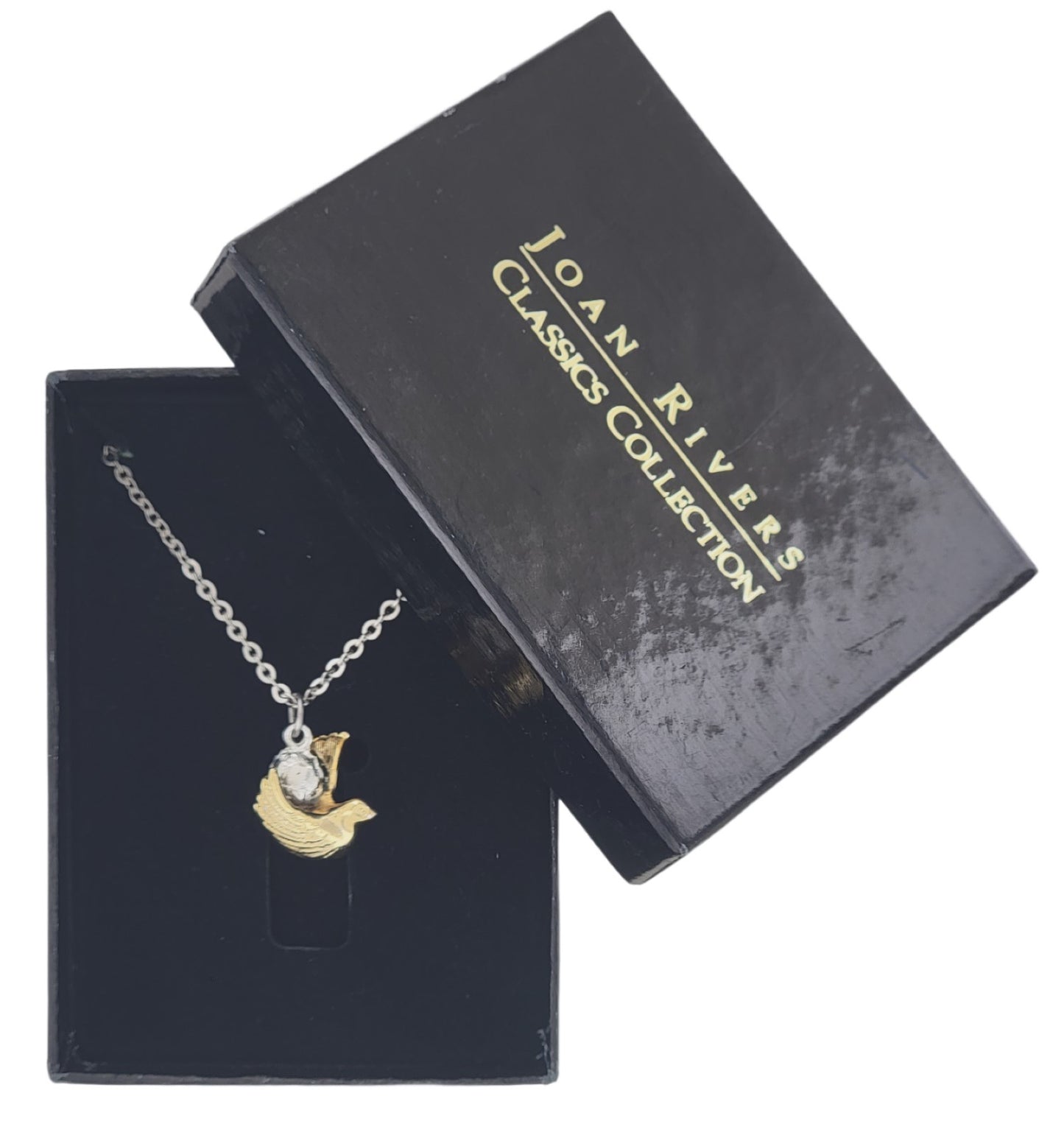 Joan Rivers Unsigned Two Gold Tone Dove Peace on Earth Pendant Necklace 22" NIB