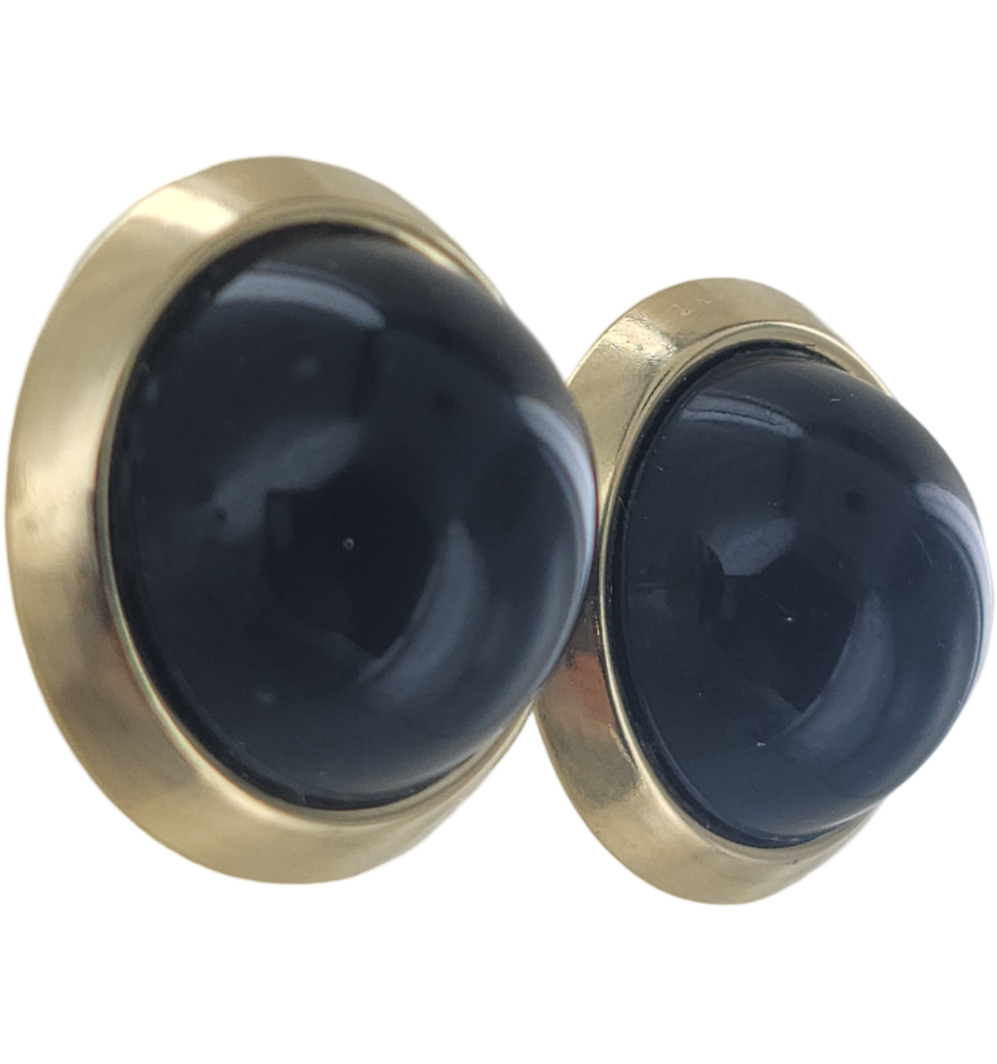 Napier - Black Gold Tone Large Bubble Button Clip On Earrings