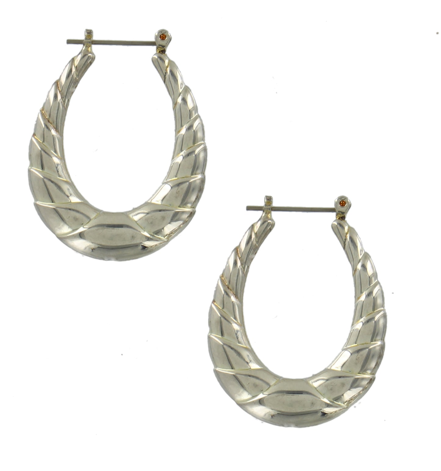 Hoop Drop Dangle Silver Tone Pierced Earrings 1 1/2"