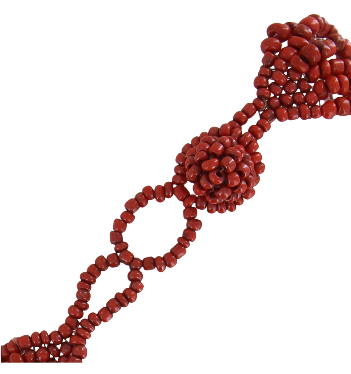 Red Glass Beaded Multi Strand Layered Collar Bib Necklace For Women 16-18"