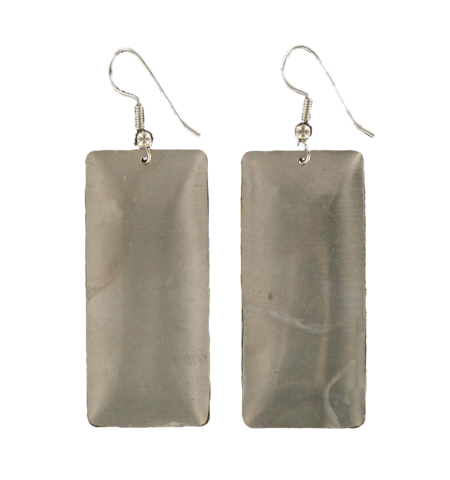 Modern Silver Copper Two Tone Stripe Rectangle Dangle Drop Earrings 1 3/4"