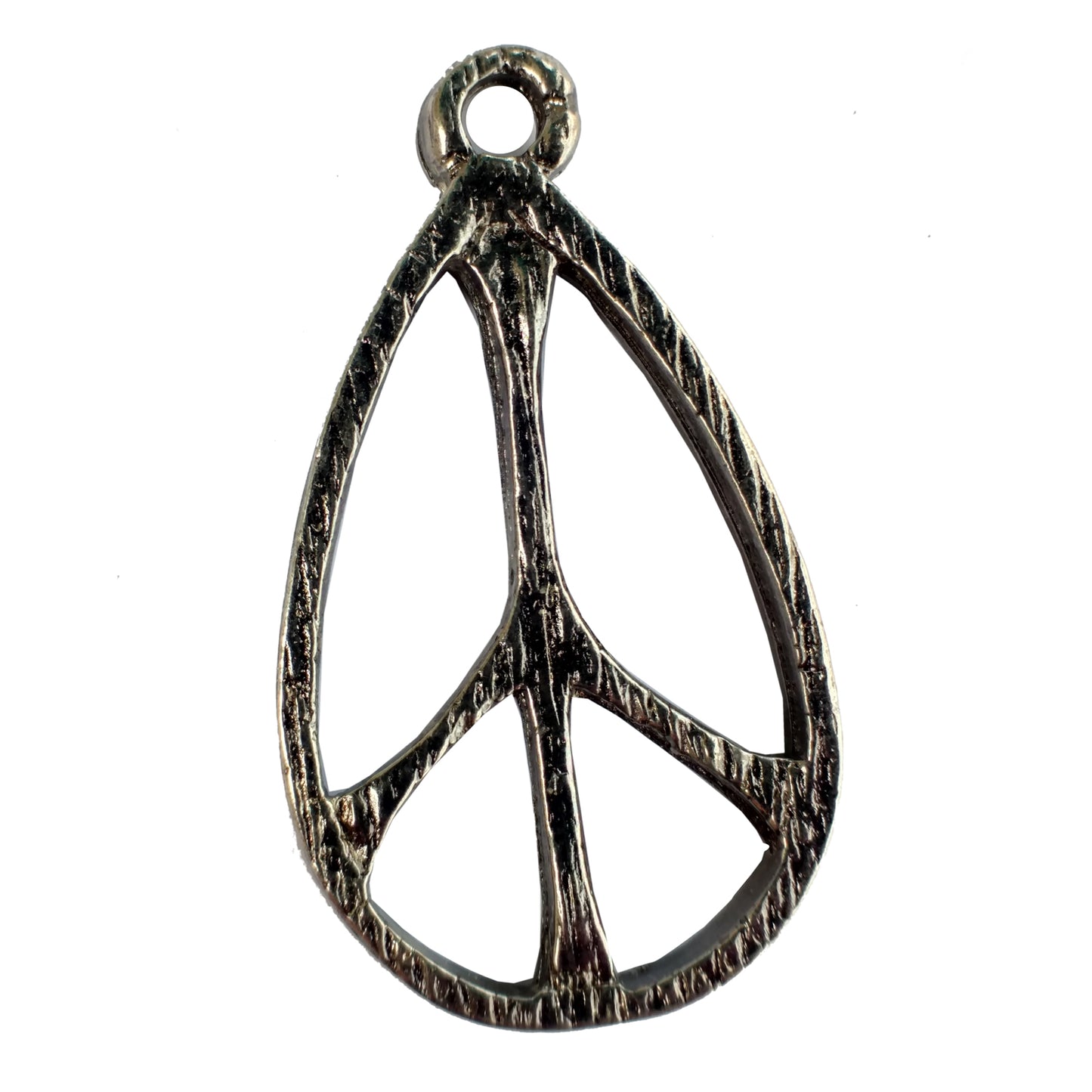 Safety Pin Brooch Gunmetal Oval Peace Safe Place End Dangle Charm USA Made 2"