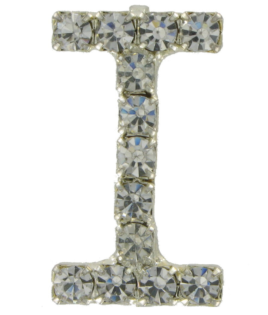 Initial Letter "I" Brooch Pin Pave Rhinestones Silver Tone Womens Jewelry 1"