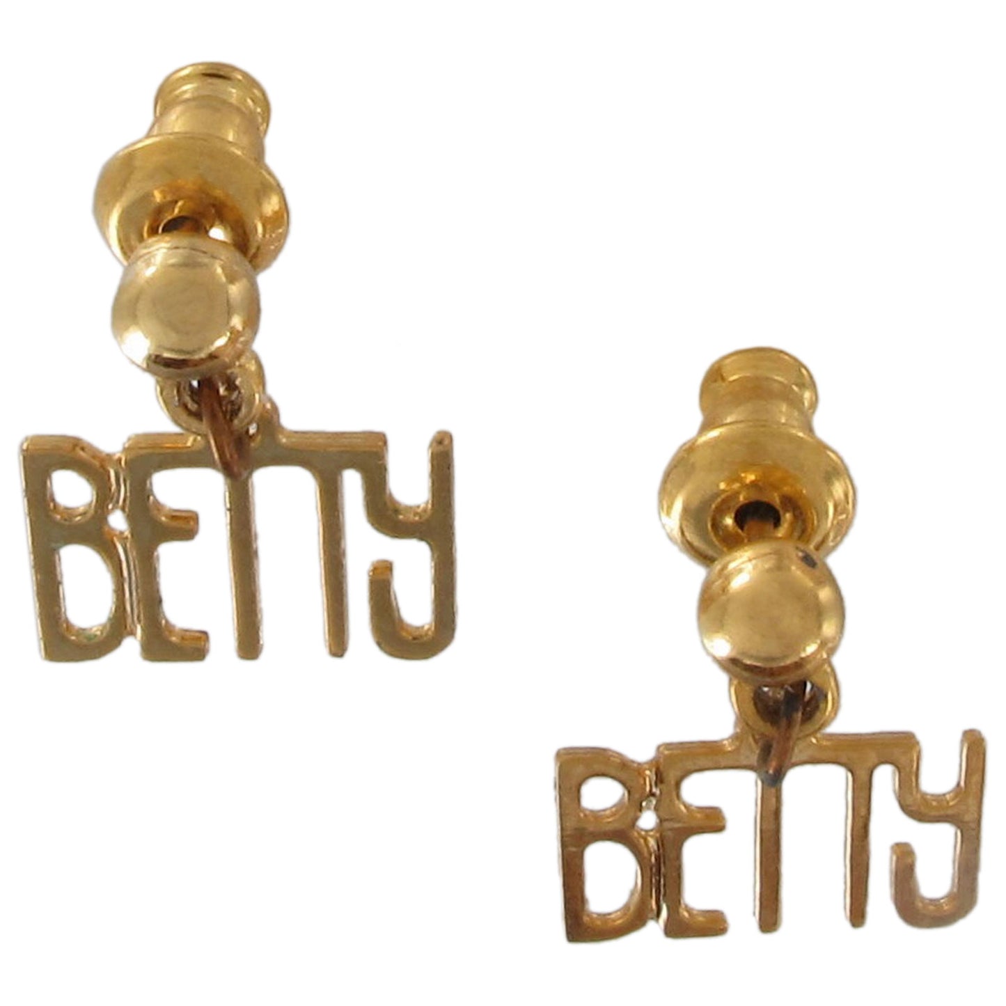 Vintage Personalized Trend The Name Game Gold Tone Pierced Earrings